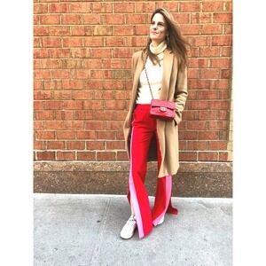 St. Roche Pants Womens Medium Red Pink Stripe Knit Pull‎ On Sweatpants Style